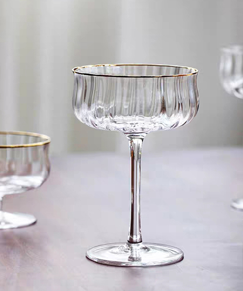 Baroque Gold Rim Coupe Glass 250ml ៣