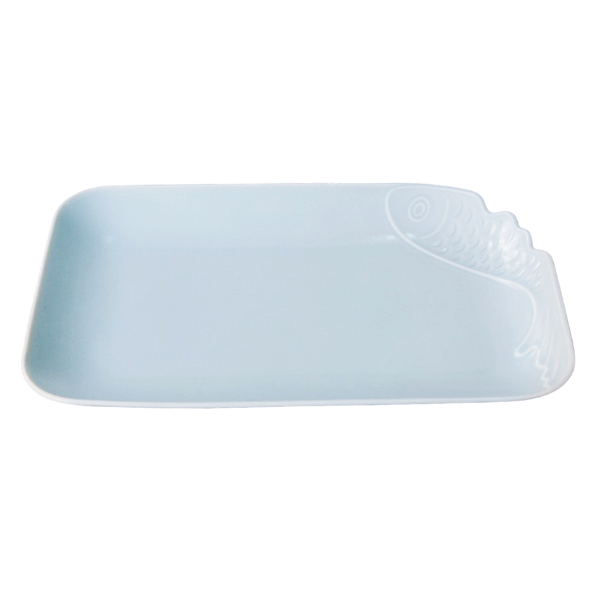 Pearl Blue Notched Rectangular Plate 29.3cm×19cm