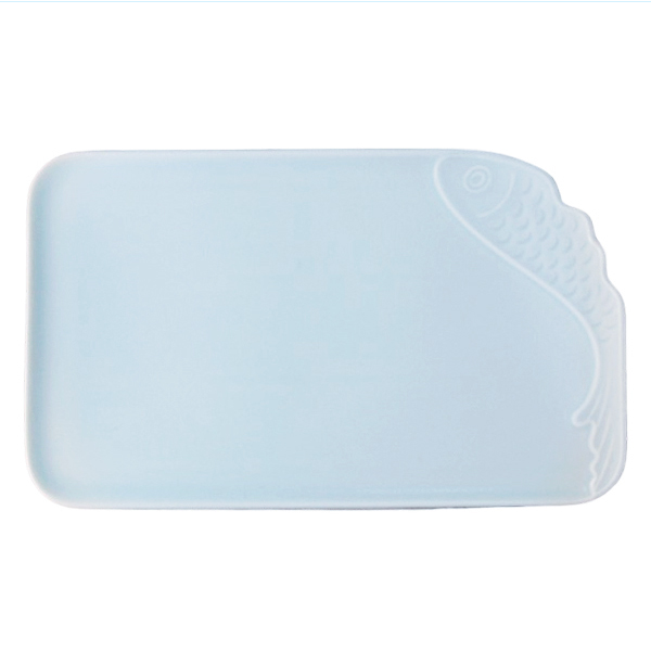 Pearl Blue Notched Rectangular Platter
