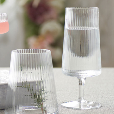 Ribbed Stemmed Water Glass 390ml 4