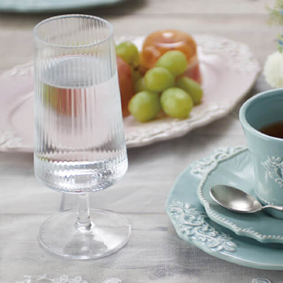 Ribbed Stemmed Water Glass 390ml 5