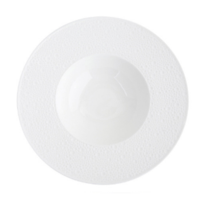 White Meteorite Round Soup & Pasta Plate