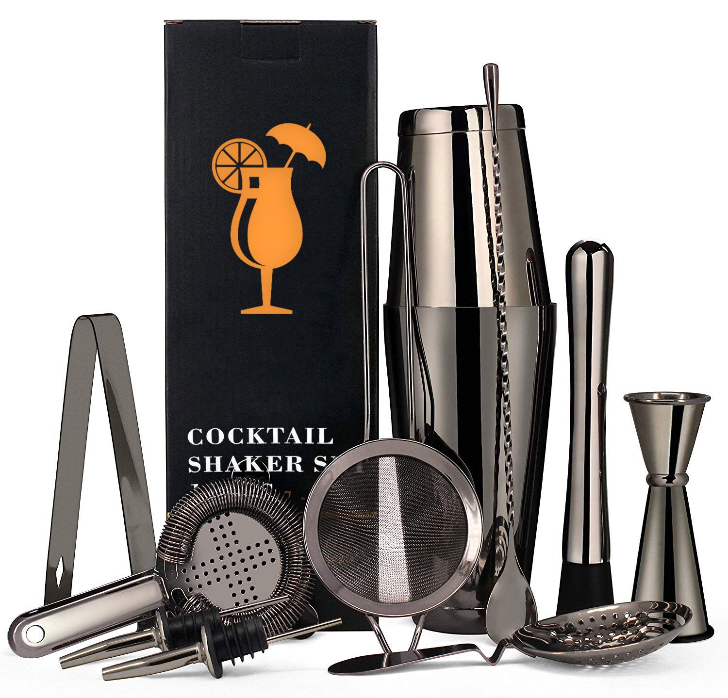 Cocktail Shaker Set 11 Stuks - Rechthoekige Geschenkdoos