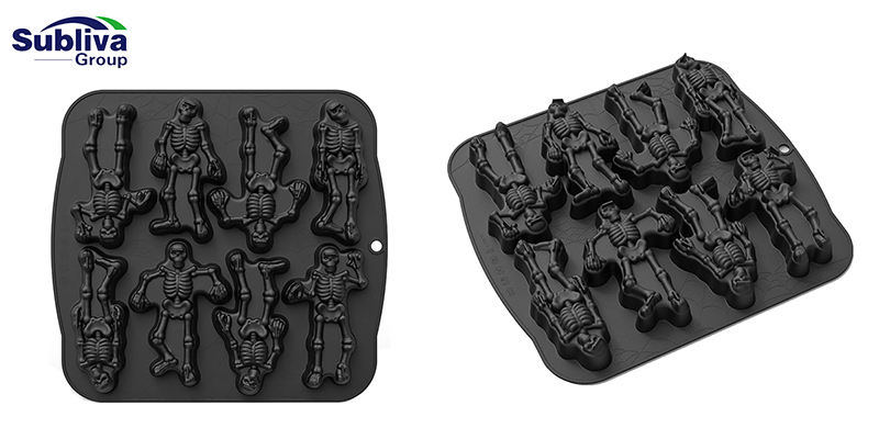 8 Section Silicone Ice Mould - Skeleton Shape - Black