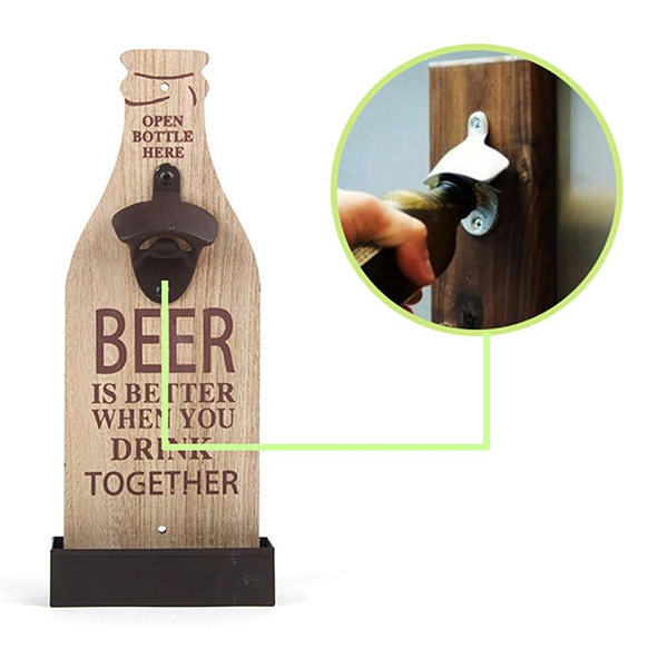 Beer Bottle Shape Wall Mounted Bottle Opener 2