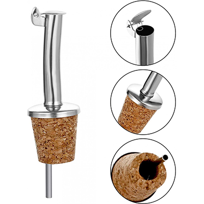 Flip Lid Stainless Steel Freeflow Pourer With Cork 2