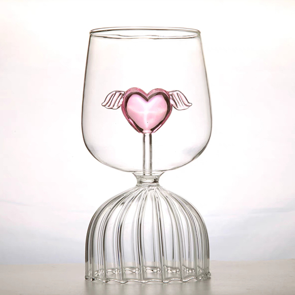 Love Heart Wine Glass With Dome Base 400ml 2