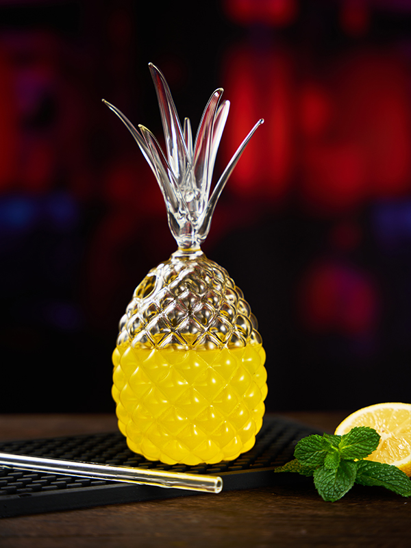 Pineapple Glass With Straw 350ml 2