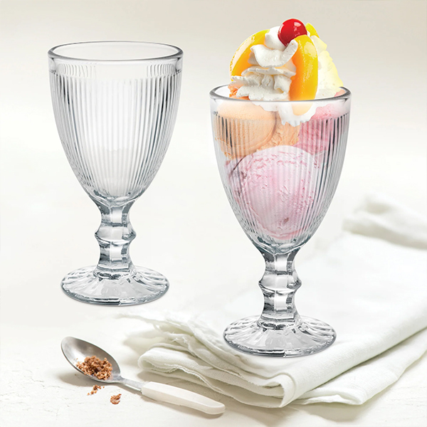 Ribbed Milkshake Glass 300ml 2