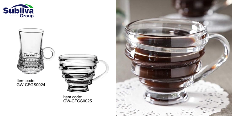 Spiral Glass Coffee Cup 210ml&Dotted Glass Coffee Cup 110ml