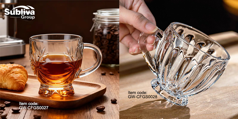 Star Jasmine Glass Coffee Cup 210ml&Kathleen Glass Coffee Cup 230ml
