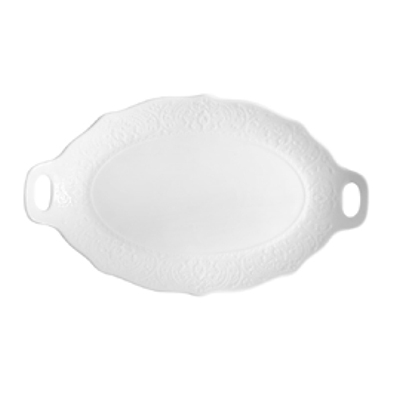 White Daphne  Eared Oval Plate 28.6cm×17.5cm