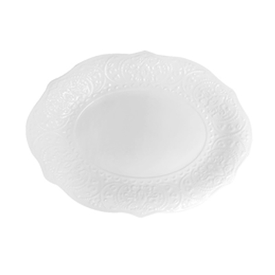 White Daphne Wavy Rim Oval Plate