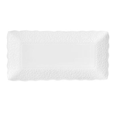 White Daphne Wavy Rim Rectangular Plate