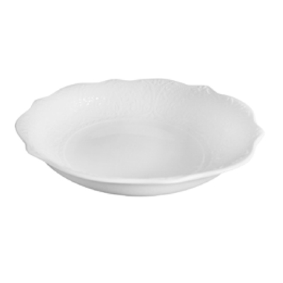 White Daphne Wavy Rim Round Deep Plate