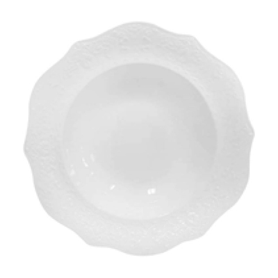White Daphne Wavy Rim Soup & Pasta Plate