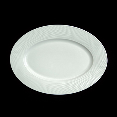 White Lattice Oval Flat Plate
