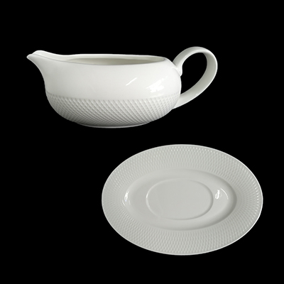White Lattice Sauce Boat 260ml & Saucer