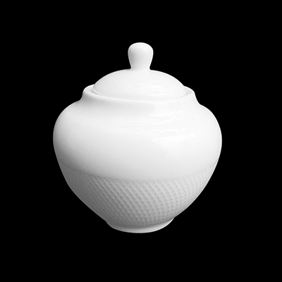 White Lattice Sugar Pot 8.6cm