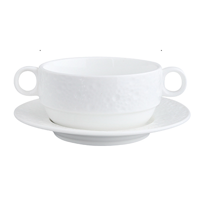White Meteorite Handled Soup Cup With Saucer 280ml